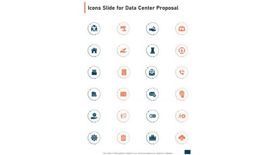 Icons Slide For Data Center Proposal One Pager Sample Example Document