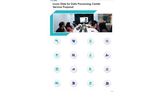Icons Slide For Data Processing Center Service Proposal One Pager Sample Example Document