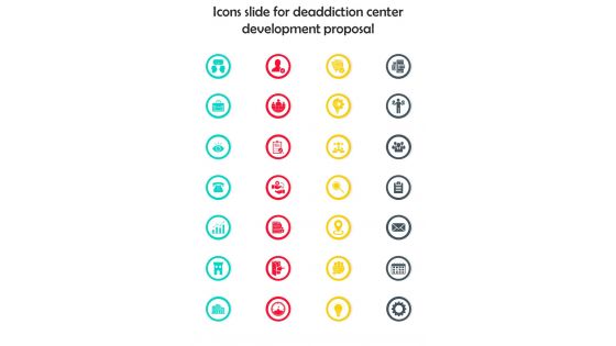 Icons Slide For Deaddiction Center Development Proposal One Pager Sample Example Document