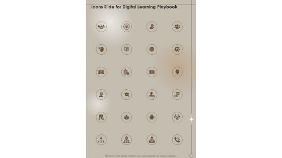 Icons Slide For Digital Learning Playbook One Pager Sample Example Document