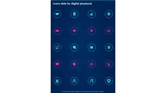 Icons Slide For Digital Playbook One Pager Sample Example Document