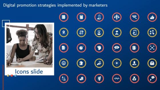 Icons Slide For Digital Promotion Strategies Implemented By Marketers