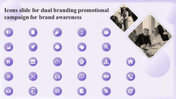 Icons Slide For Dual Branding Promotional Campaign For Brand Awareness