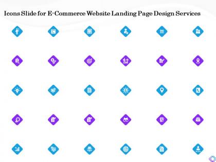 Icons slide for e commerce website landing page design services ppt background image
