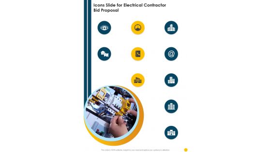 Icons Slide For Electrical Contractor Bid Proposal One Pager Sample Example Document