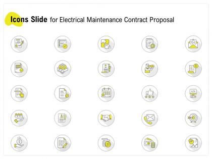 Icons slide for electrical maintenance contract proposal ppt powerpoint objects