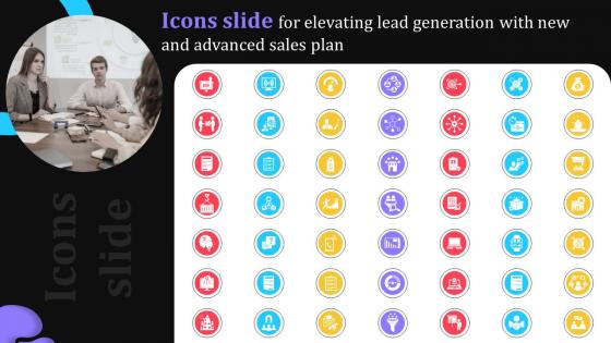 Icons Slide For Elevating Lead Generation With New And Advanced Sales Plan MKT SS V