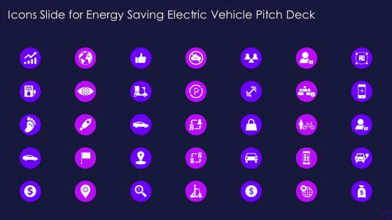 Icons Slide For Energy Saving Electric Vehicle Pitch Deck