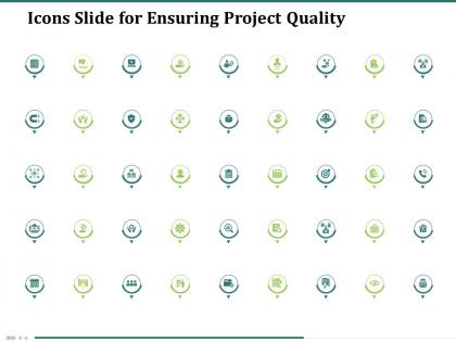 Icons slide for ensuring project quality ppt powerpoint presentation design templates
