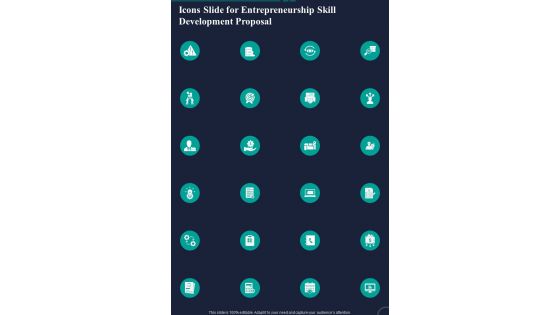 Icons Slide For Entrepreneurship Skill Development Proposal One Pager Sample Example Document