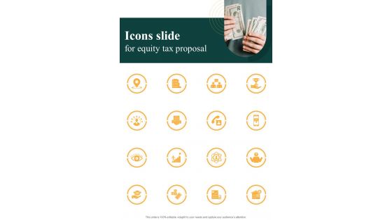 Icons Slide For Equity Tax Proposal One Pager Sample Example Document