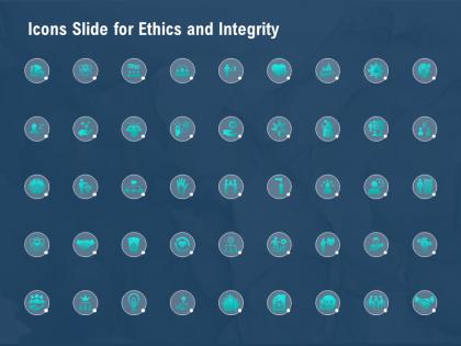 Icons slide for ethics and integrity ppt powerpoint presentation slides examples