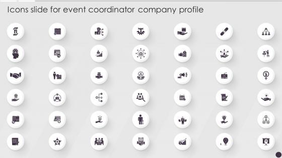 Icons Slide For Event Coordinator Company Profile Ppt Slides Infographic Template