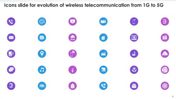 Icons Slide For Evolution Of Wireless Telecommunication From 1G To 5G