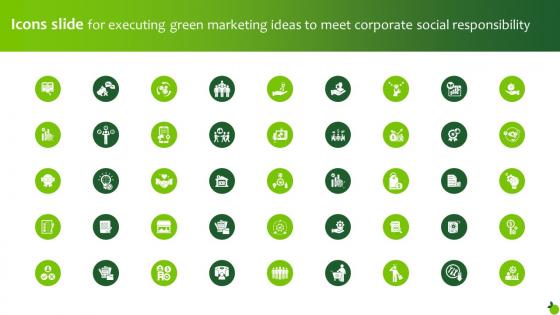 Icons Slide For Executing Green Marketing Ideas To Meet Corporate Social Responsibility Mkt Ss V