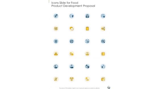 Icons Slide For Food Product Development Proposal One Pager Sample Example Document