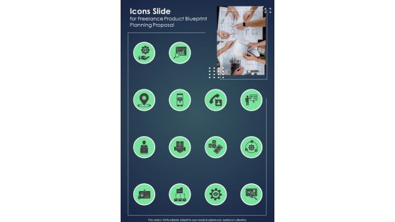 Icons Slide For Freelance Product Blueprint Planning Proposal One Pager Sample Example Document