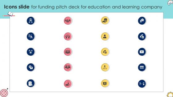 Icons Slide For Funding Pitch Deck For Education And Learning Company