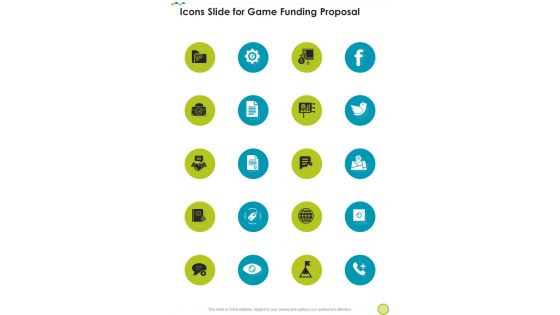 Icons Slide For Game Funding Proposal One Pager Sample Example Document