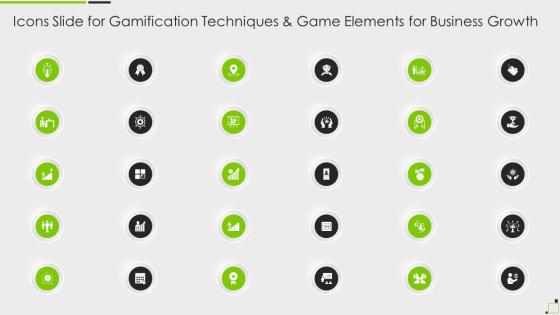 Icons Slide For Gamification Techniques And Game Elements For Business Growth