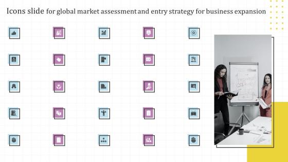 Icons Slide For Global Market Assessment And Entry Strategy For Business Expansion
