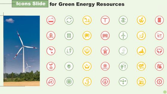 Icons Slide For Green Energy Resources Green Energy Resources Ppt Slides Graphics Pictures
