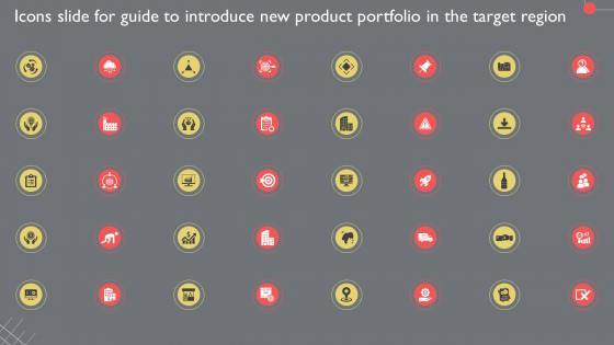 Icons Slide For Guide To Introduce New Product Portfolio In The Target Region