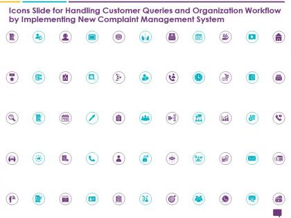 Icons slide for handling customer queries and organization ppt layouts