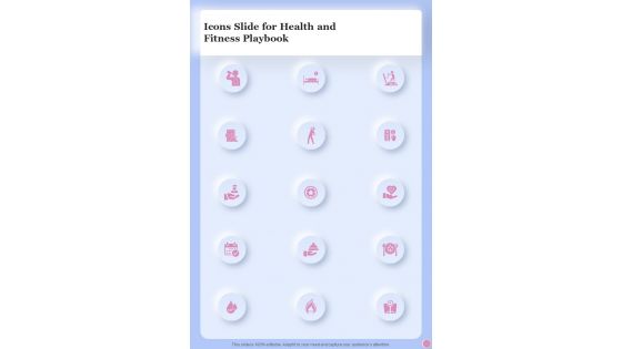 Icons Slide For Health And Fitness One Pager Sample Example Document