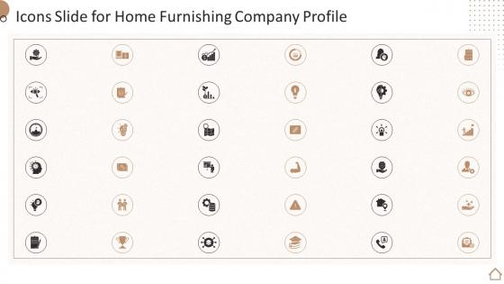 Icons Slide For Home Furnishing Company Profile Ppt Slides Designs Download