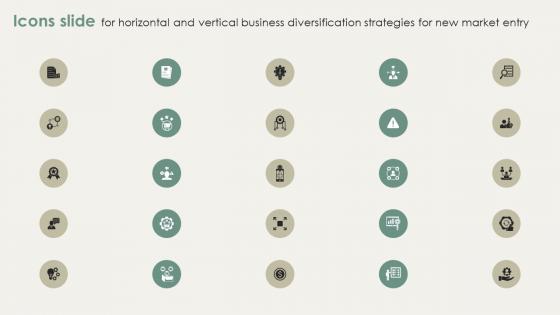 Icons Slide For Horizontal And Vertical Business Diversification Strategies For New Strategy SS V