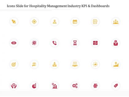 Icons slide for hospitality management industry kpi and dashboards ppt powerpoint presentation ideas