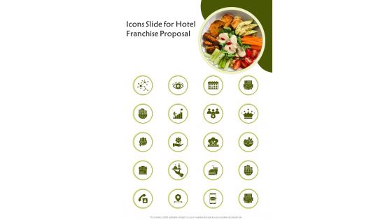 Icons Slide For Hotel Franchise Proposal One Pager Sample Example Document