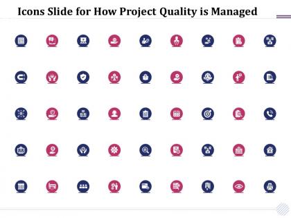 Icons slide for how project quality is managed ppt powerpoint presentation infographics designs