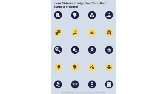 Icons Slide For Immigration Consultant Business Proposal One Pager Sample Example Document