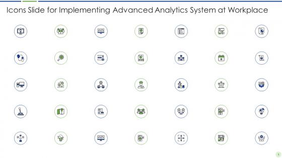 Icons slide for implementing advanced analytics system at workplace