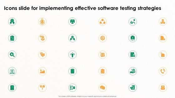 Icons Slide For Implementing Effective Software Testing Strategies
