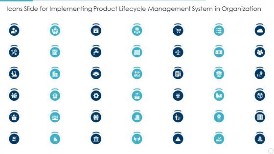 Icons slide for implementing product lifecycle management system in organization