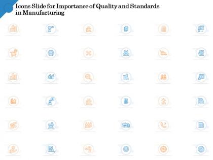 Icons slide for importance of quality standards manufacturing ppt shows