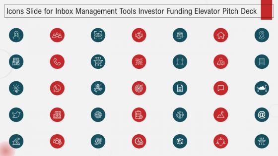 Icons Slide For Inbox Management Tools Investor Funding Elevator Pitch Deck