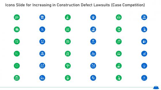 Icons slide for increasing in construction defect lawsuits case competition