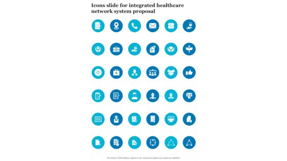 Icons Slide For Integrated Healthcare Network System Proposal One Pager Sample Example Document