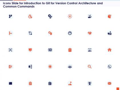 Icons slide for introduction to git for version control architecture and common commands ppt slides