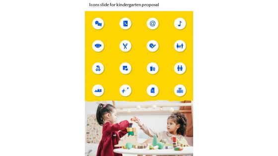 Icons Slide For Kindergarten Proposal One Pager Sample Example Document