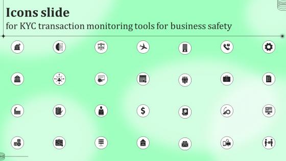 Icons Slide For Kyc Transaction Monitoring Tools For Business Safety