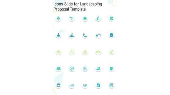 Icons Slide For Landscaping Proposal Template One Pager Sample Example Document