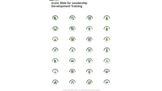 Icons Slide For Leadership Development Training One Pager Sample Example Document
