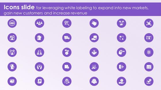 Icons Slide For Leveraging White Labeling To Expand Into New Markets Gain New Customers