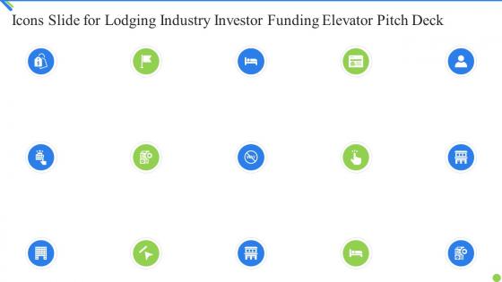 Icons slide for lodging industry investor funding elevator pitch deck