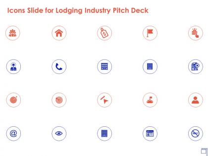 Icons slide for lodging industry pitch deck lodging industry ppt mockup